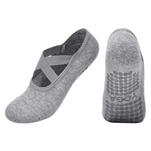Κάλτσες Yoga / Pilates Βαμβακερές Με Πετσετέ Εσωτερικό Πατούσας Και Αντιολισθητική Ιδιότητα ΓΚΡΙ