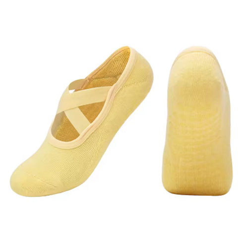 Κάλτσες Yoga / Pilates Βαμβακερές Με Πετσετέ Εσωτερικό Πατούσας Και Αντιολισθητική Ιδιότητα ΚΙΤΡΙΝΗ