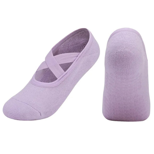 Κάλτσες Yoga / Pilates Βαμβακερές Με Πετσετέ Εσωτερικό Πατούσας Και Αντιολισθητική Ιδιότητα ΛΙΛΑ