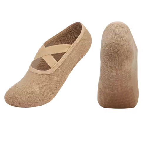 Κάλτσες Yoga / Pilates Βαμβακερές Με Πετσετέ Εσωτερικό Πατούσας Και Αντιολισθητική Ιδιότητα ΜΠΕΖ