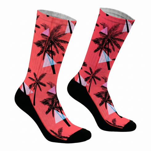 Κάλτσες #doyoudaresocks Digital Printed SuperSport Red Palms (code 70127)