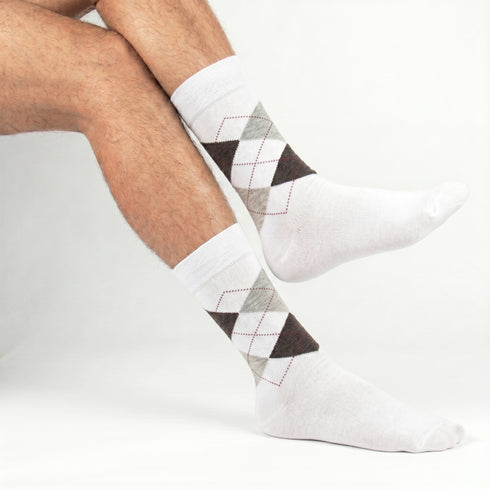 Κάλτσες Dimi Socks Ανδρικές 95% Βαμβακερές καρό ΛΕΥΚΕΣ