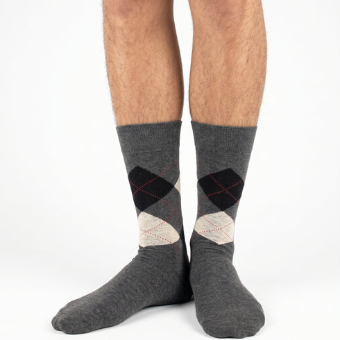 Κάλτσες Dimi Socks Ανδρικές 95% Βαμβακερές καρό ΑΝΘΡΑΚΙ