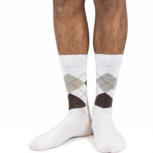 Κάλτσες Dimi Socks Ανδρικές 95% Βαμβακερές καρό ΛΕΥΚΕΣ