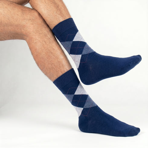 Κάλτσες Dimi Socks Ανδρικές 95% Βαμβακερές καρό ΜΠΛΕ