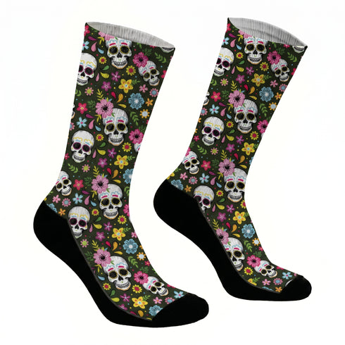 Κάλτσες #doyoudaresocks Digital Printed SuperSport Skulls & Flowers (code 70135)