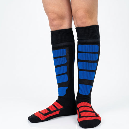 Κάλτσες Dimi Socks Ski-Snowboard Λεπτές θερμικές merino wool ΜΠΛΕ ΚΟΚΚΙΝΕΣ