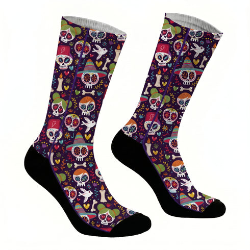 Κάλτσες #doyoudaresocks Digital Printed SuperSport Purple Skulls (code 70134)