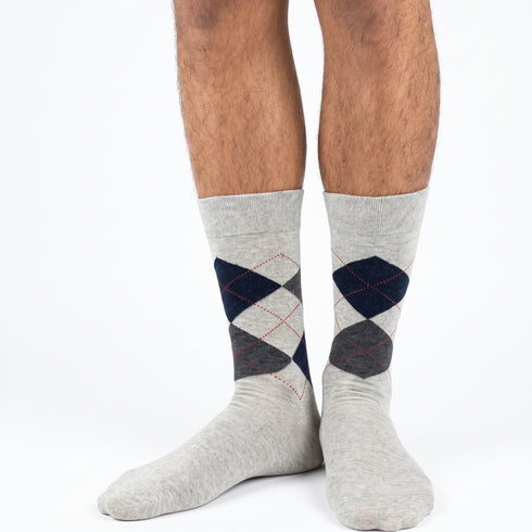 Κάλτσες Dimi Socks Ανδρικές 100% Βαμβακερές καρό ΓΚΡΙ