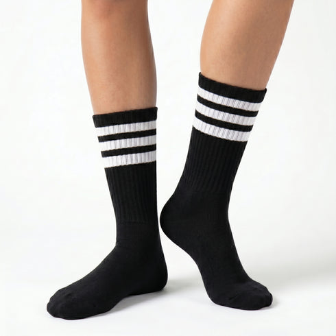 Κάλτσες Dimi Socks Αθλητικές (basket,volley,tennis) stripes ΜΑΥΡΕΣ