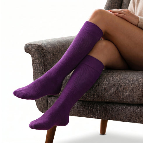 PURPLE Knee Length Dimi Socks (95% Cotton)
