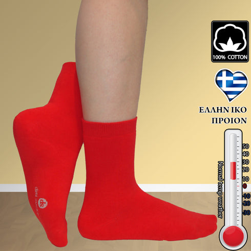 Κάλτσες Dimi Socks πετσετέ εσωτερικό Βαμβακερές 95% ΚΟΚΚΙΝΕΣ