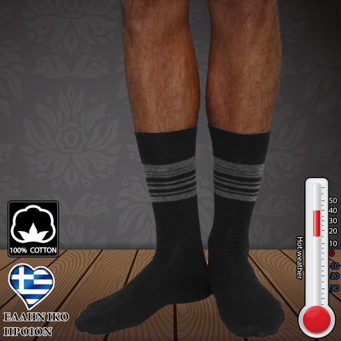Κάλτσα Dimi Socks Ανδρική Ρίγες Βαμβακερή 95% ΜΑΥΡΕΣ