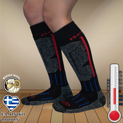 Κάλτσες Dimi Socks Ski-Snowboard Χοντρές θερμικές merino wool ΜΑΥΡΕΣ
