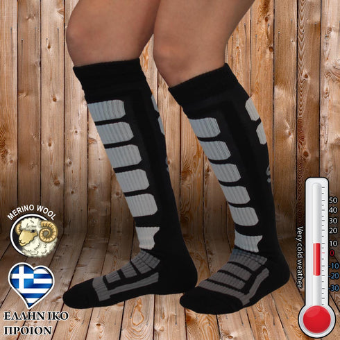 Κάλτσες Dimi Socks Ski-Snowboard Λεπτές θερμικές merino wool ΓΚΡΙ