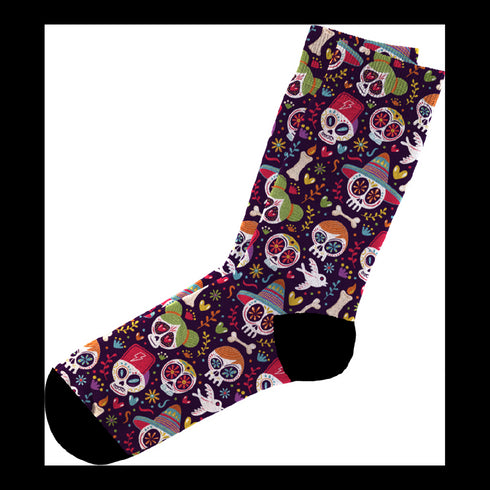 Κάλτσες #doyoudaresocks Digital Printed Casual Purple Skulls (code 60111)