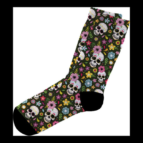 Κάλτσες #doyoudaresocks Digital Printed Casual Skulls & Flowers (code 60112)