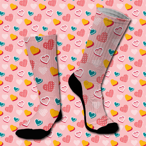 Κάλτσες #doyoudaresocks Digital Printed SuperSport Colorfull Hearts (code 70097)