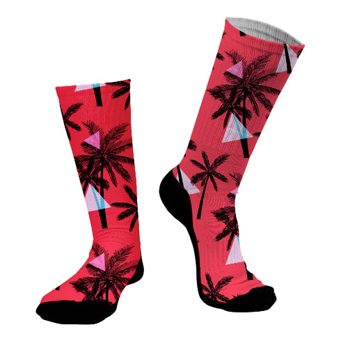 Κάλτσες #doyoudaresocks Digital Printed SuperSport Red Palms (code 70127)