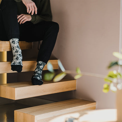 Κάλτσες #doyoudaresocks Digital Printed SuperSport Black & White Skulls (code 70035)