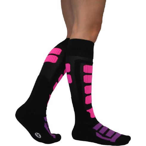 Κάλτσες Dimi Socks Ski-Snowboard Λεπτές θερμικές merino wool ΦΟΥΞΙΑ ΜΩΒ