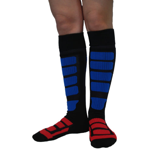 Κάλτσες Dimi Socks Ski-Snowboard Λεπτές θερμικές merino wool ΜΠΛΕ ΚΟΚΚΙΝΕΣ