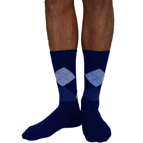 Κάλτσες Dimi Socks Ανδρικές 95% Βαμβακερές καρό ΜΠΛΕ