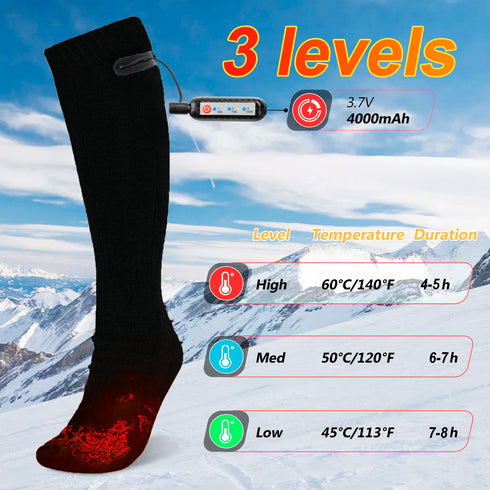 Κάλτσες Unisex High Quality Ηλεκτρικές Θερμαινόμενες Μαύρες (code 11008)